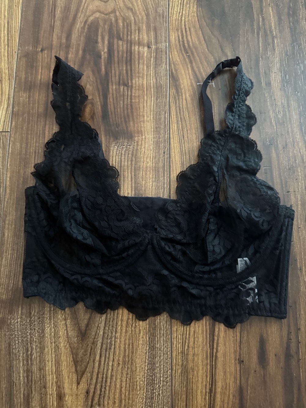 Sheer Lace Bustier Bralette with Underwire